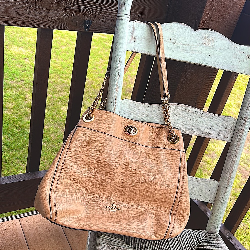 COACH Tan Edie Medium Shoulder Bag
